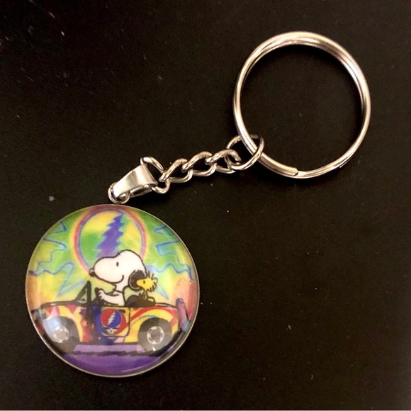 GRATEFUL DEAD SNOOPY WOODSTOCK Custom Glass Cabochon Keychain by BuyItWhenFound - Picture 7 of 11